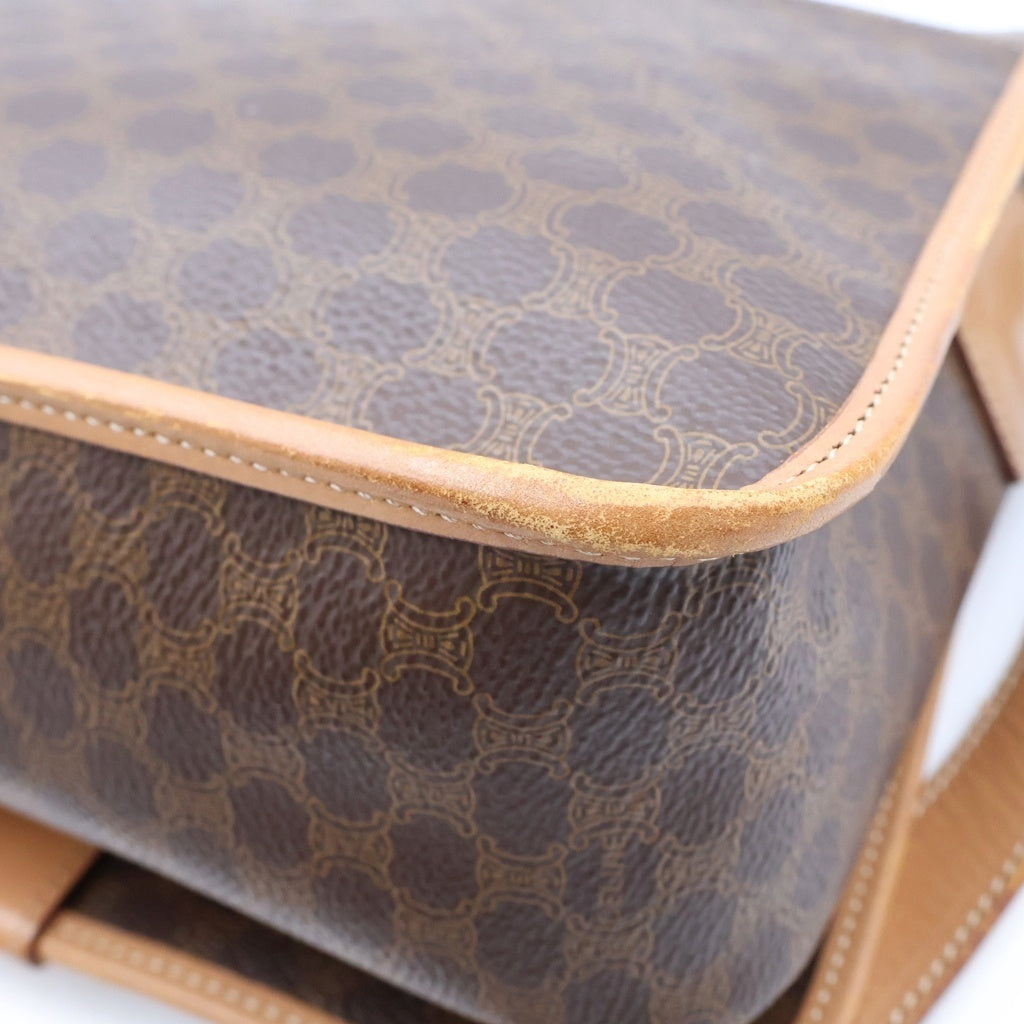 CELINE(セリーヌ) マカダム PV レザー ショルダーバッグ ゴールド金具 ブラウン レディース