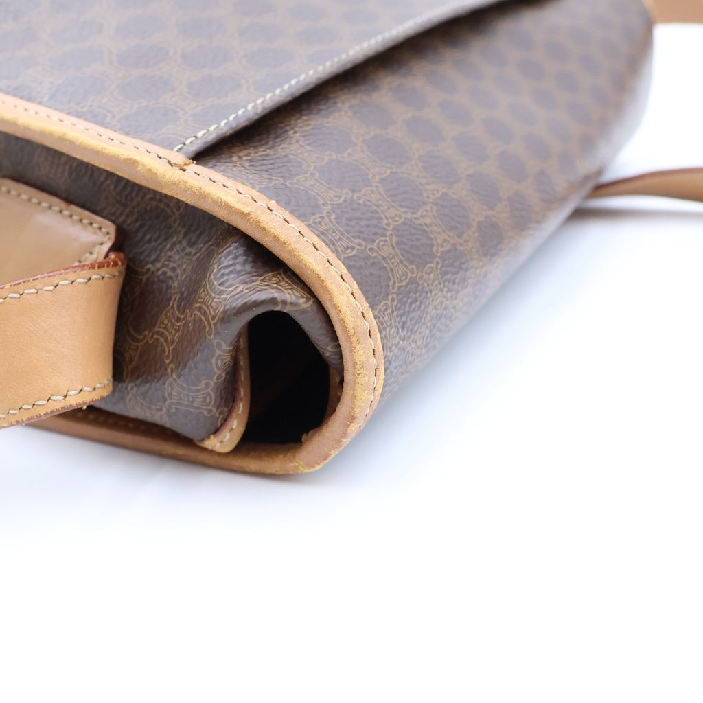 CELINE(セリーヌ) マカダム PV レザー ショルダーバッグ ゴールド金具 ブラウン レディース