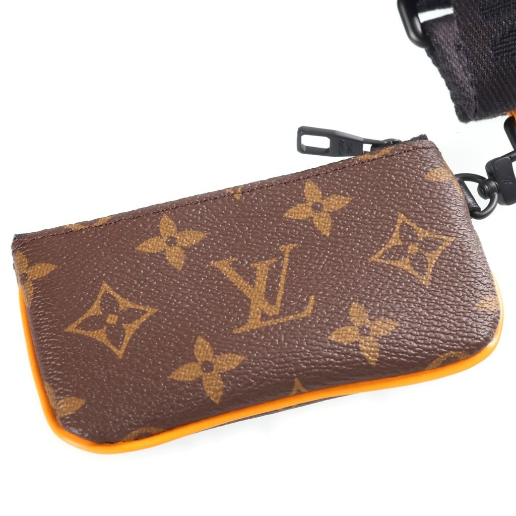LOUIS VUITTON(ルイヴィトン) モノグラムマカサー トリオメッセンジャー ショルダーバッグ ブラウン レザー×PVC M46694 ブラック金具