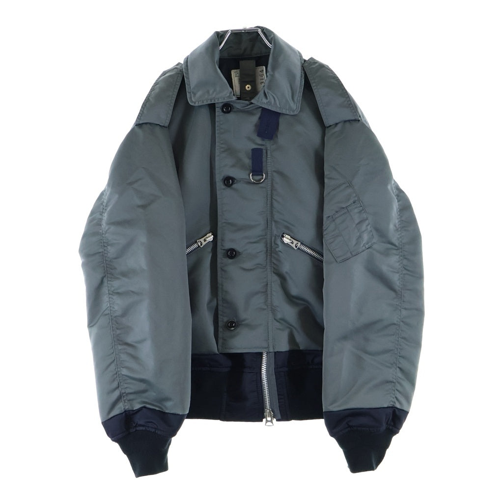 Sacai(サカイ) 23AW Nylon Twill Mix Blouson ナイロン ツイル ブルゾン ジップアップ ミリタリー ジャケット グレー #1 23-03164M
