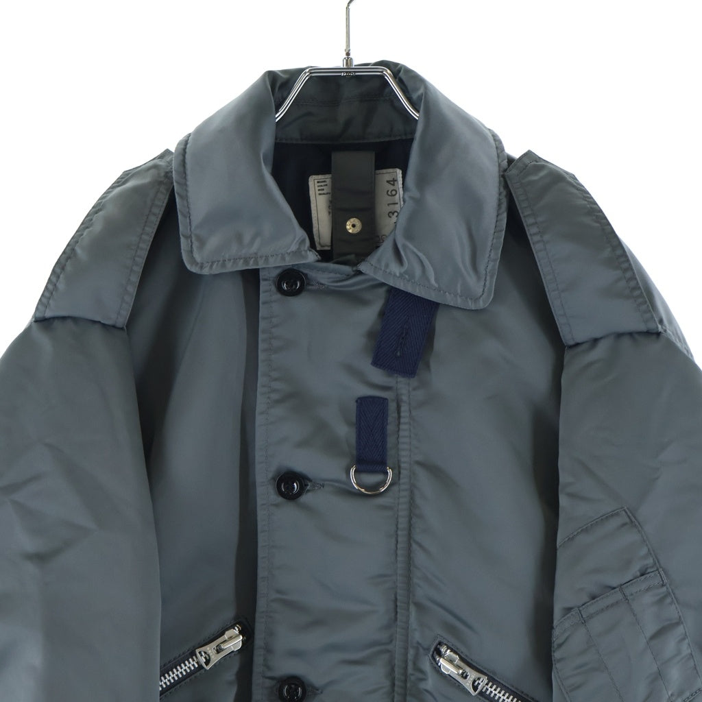 Sacai(サカイ) 23AW Nylon Twill Mix Blouson ナイロン ツイル ブルゾン ジップアップ ミリタリー ジャケット グレー #1 23-03164M