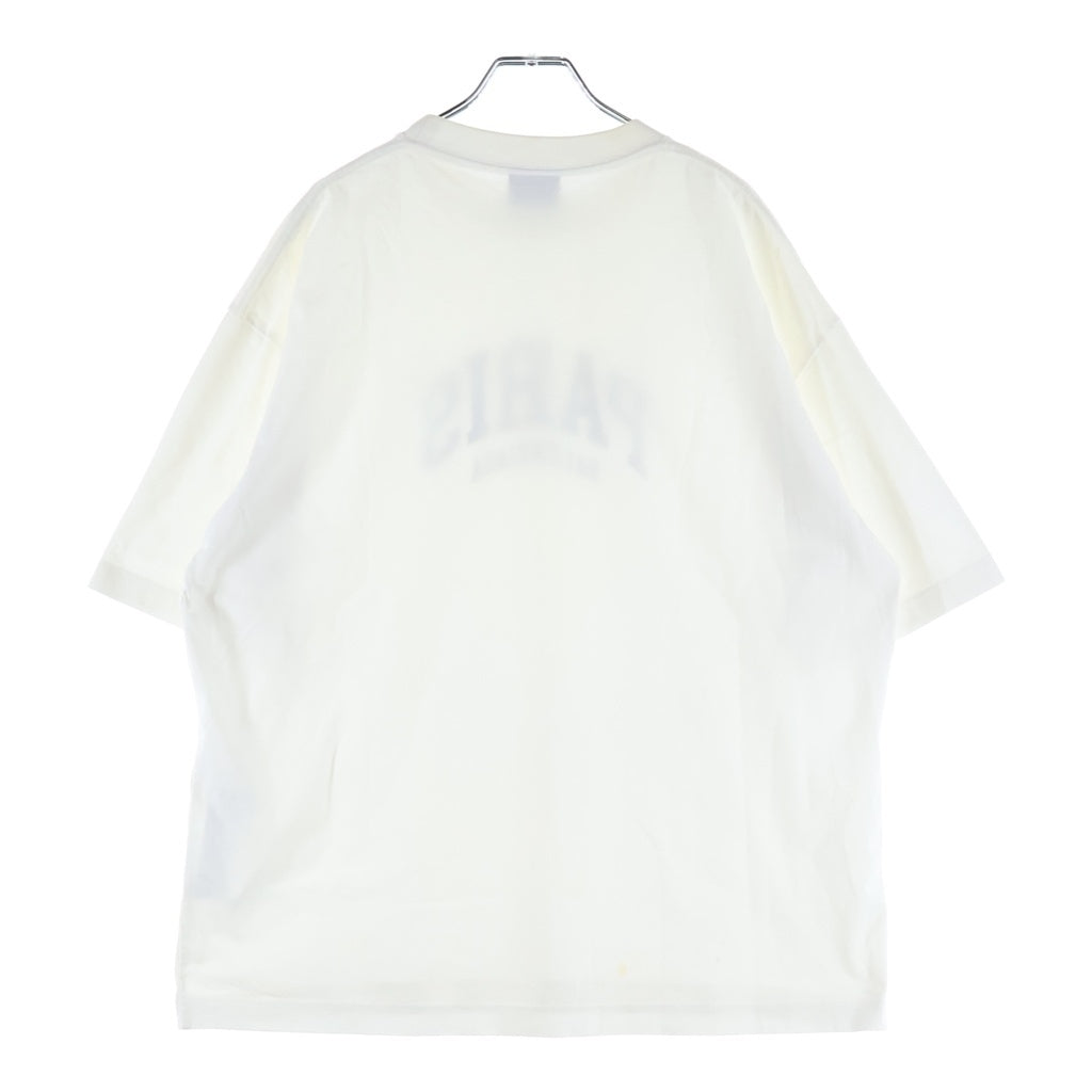 BALENCIAGA(バレンシアガ) PARISロゴ プリント クルーネック半袖Tシャツ カットソー ホワイト #S 612966
