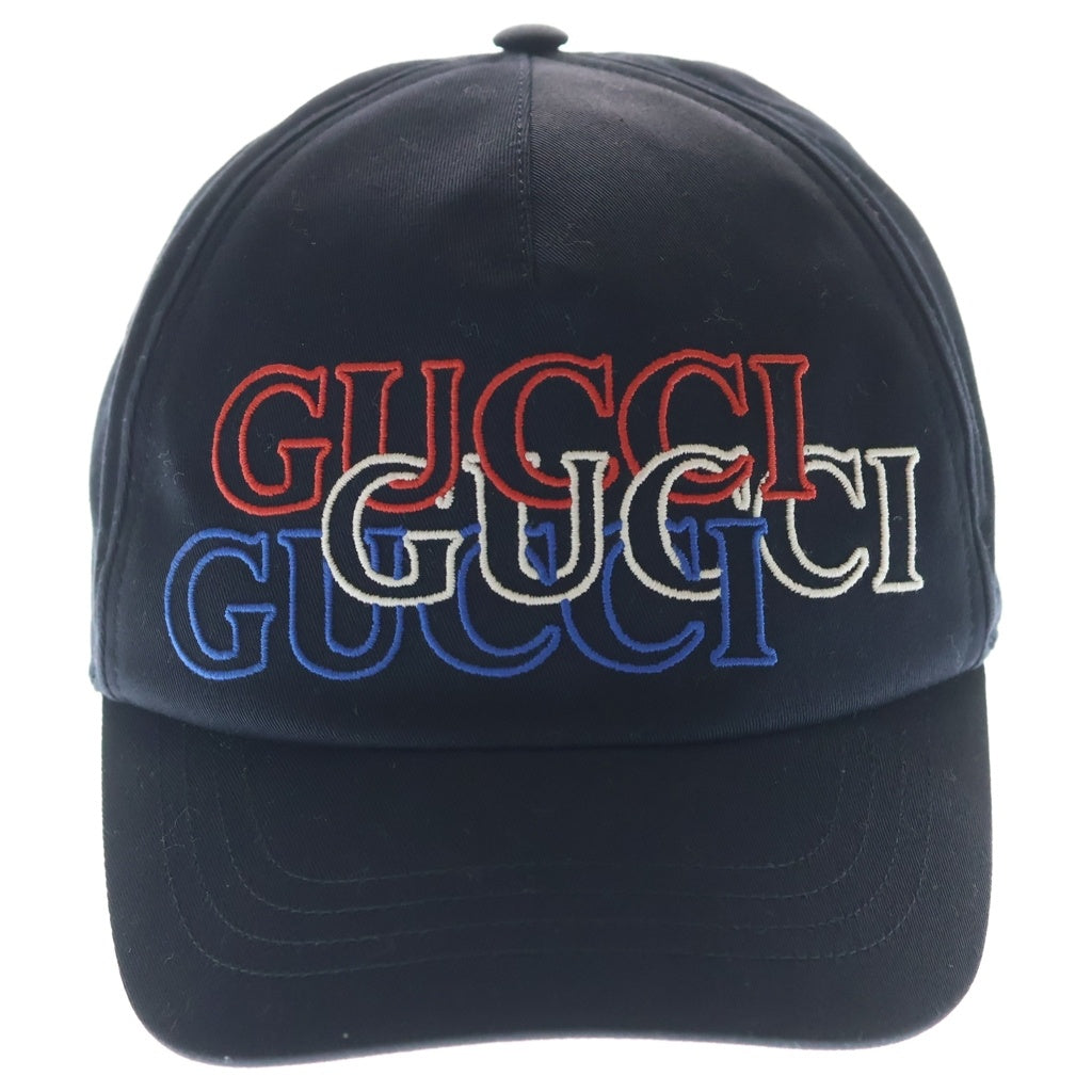 GUCCI(グッチ) ロゴ 刺繍 ベースボールキャップ ネイビー #XL 788548