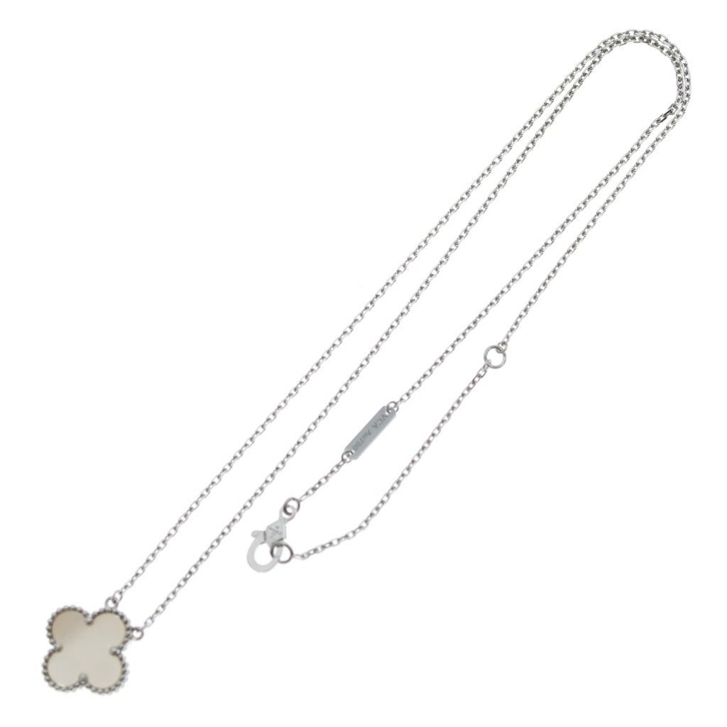 Van Cleef & Arpels(ヴァンクリーフアンドアーペル) ヴィンテージアルハンブラ マザーオブパール ネックレス Au750 ホワイトゴールド JD777472 レディース