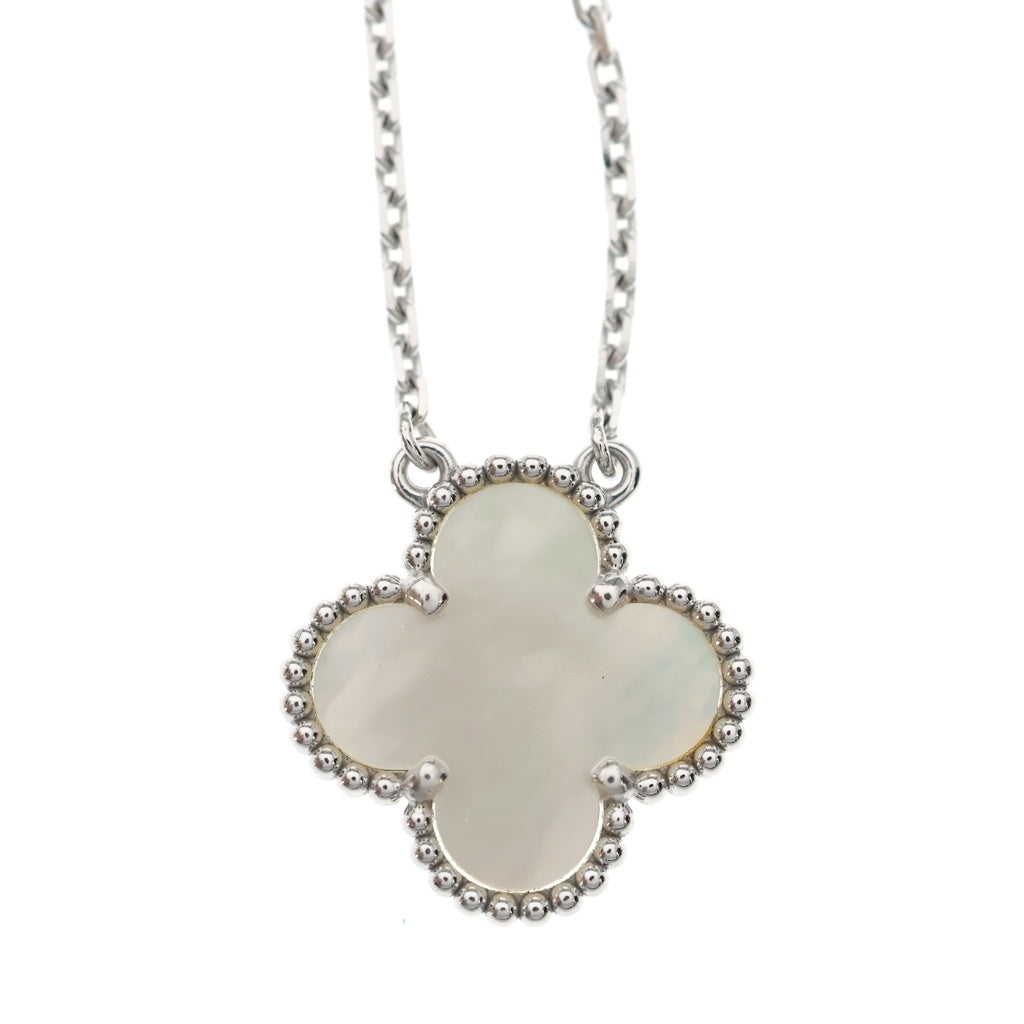 Van Cleef & Arpels(ヴァンクリーフアンドアーペル) ヴィンテージアルハンブラ マザーオブパール ネックレス Au750 ホワイトゴールド JD777472 レディース