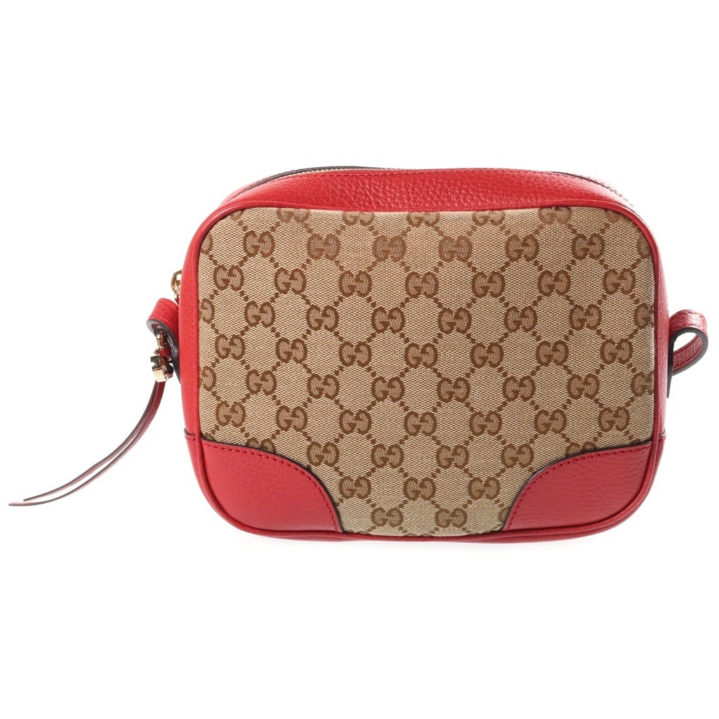 GUCCI(グッチ) GGキャンバス ショルダーバッグ レッド×ベージュ キャンバス×レザー 449413 レディース
