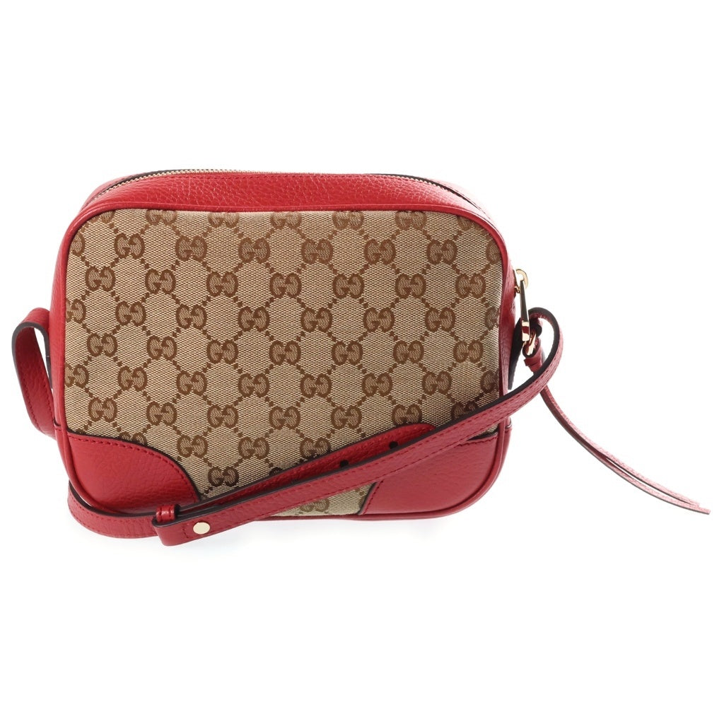 GUCCI(グッチ) GGキャンバス ショルダーバッグ レッド×ベージュ キャンバス×レザー 449413 レディース