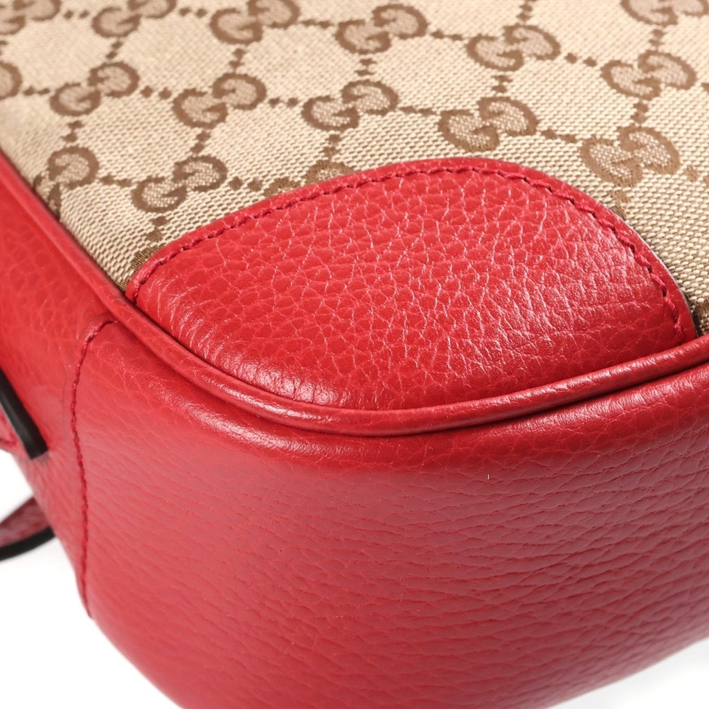 GUCCI(グッチ) GGキャンバス ショルダーバッグ レッド×ベージュ キャンバス×レザー 449413 レディース