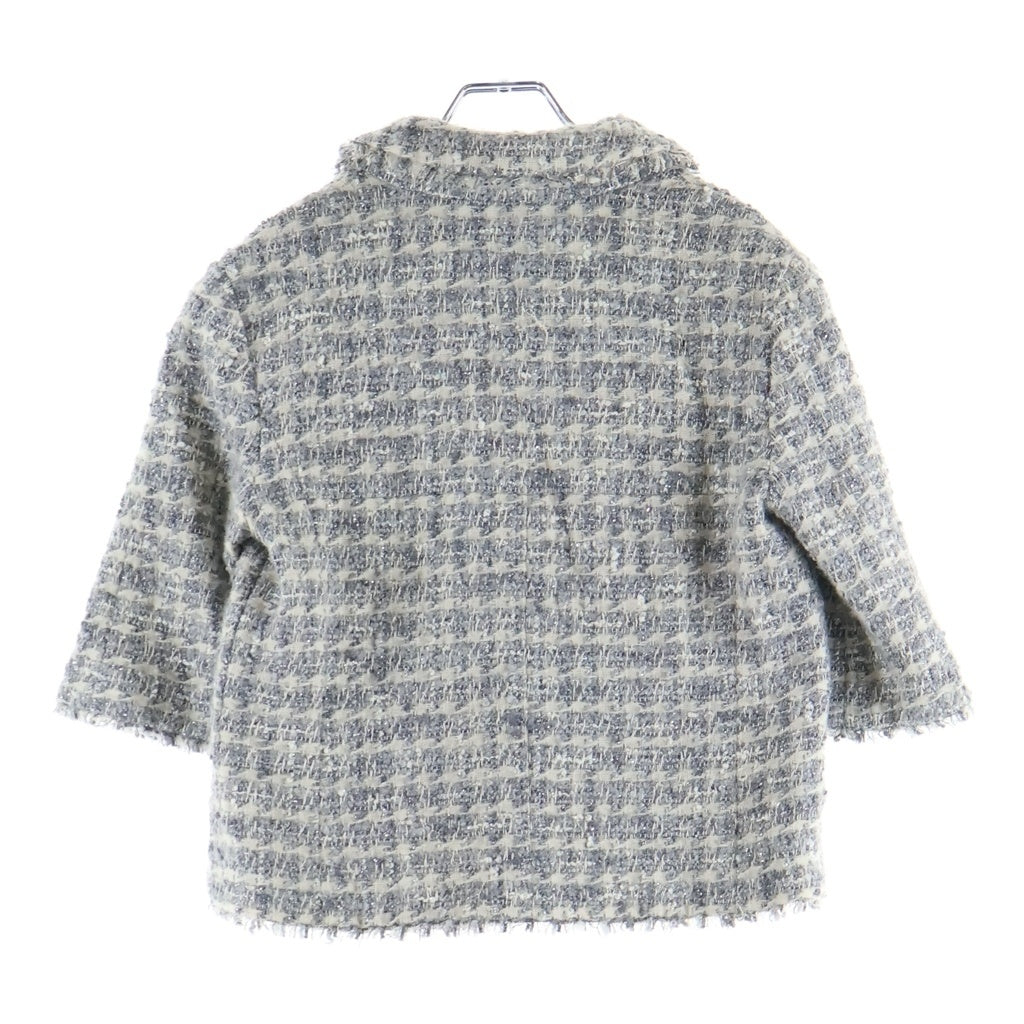 CHANEL(シャネル) 05A ココマーク パールボタン ファンシー ラメ ツイード 7分袖 ステンカラー ジャケット グレー レディース P26859V17036