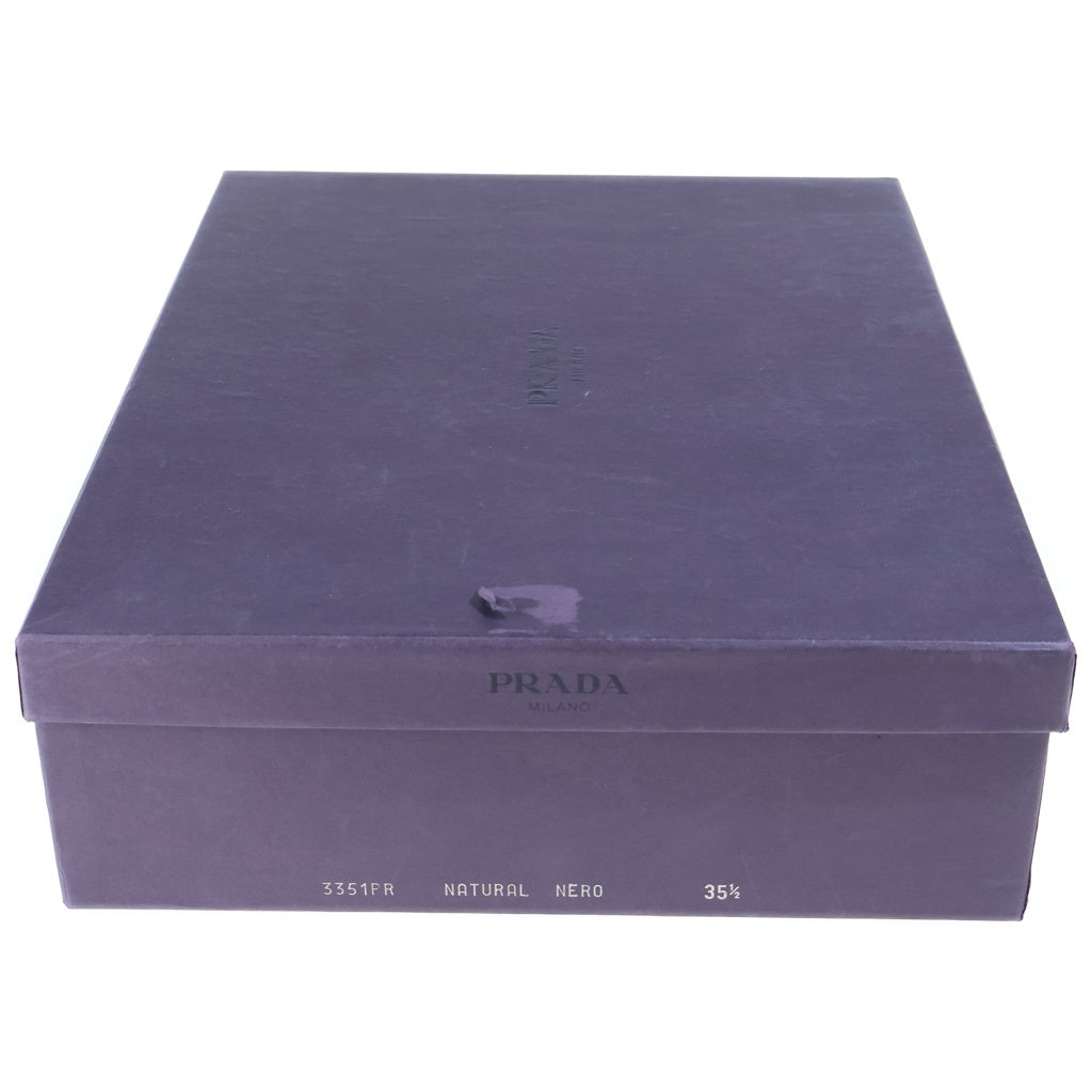 PRADA(プラダ) レザー スクエアトゥ ロングブーツ シューズ ブラック レディース