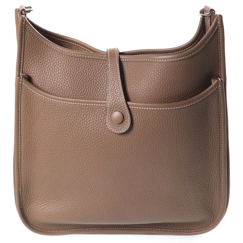 HERMES(エルメス) エヴリン PM エトゥープ トリヨン ショルダーバッグ ブラウン レザー A刻印 シルバー金具 レディース