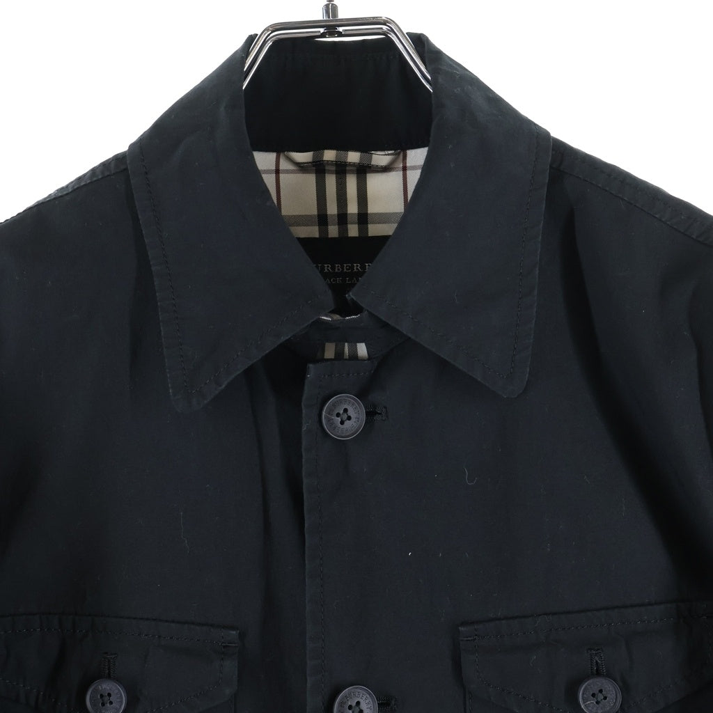 BURBERRY BLACK LABEL(バーバリー ブラックレーベル) サファリジャケット フロントポケット ブラック #L BMP25-219-09