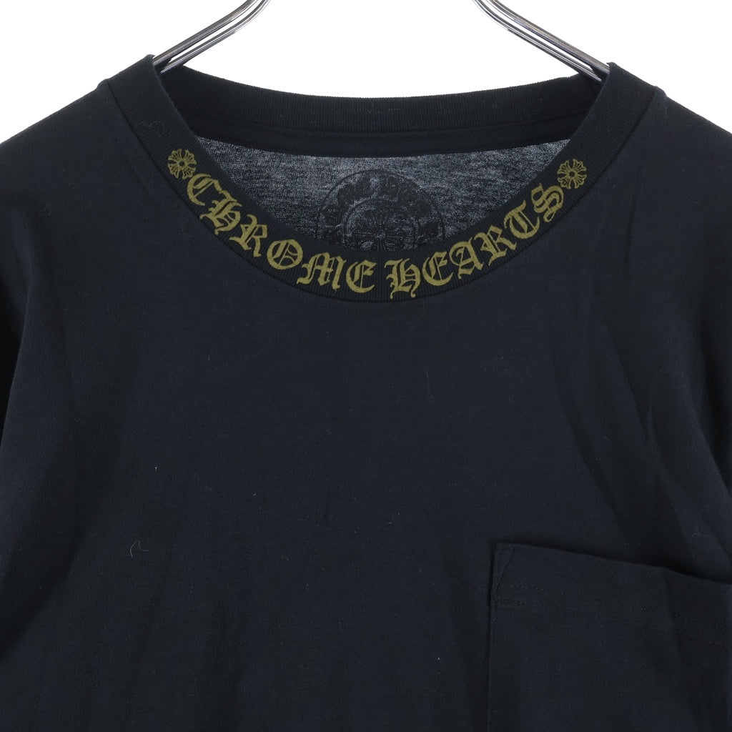 CHROME HEARTS(クロムハーツ) ネックロゴ ロングスリーブカットソー 長袖Tシャツ ブラック×ブラウン #S レディース