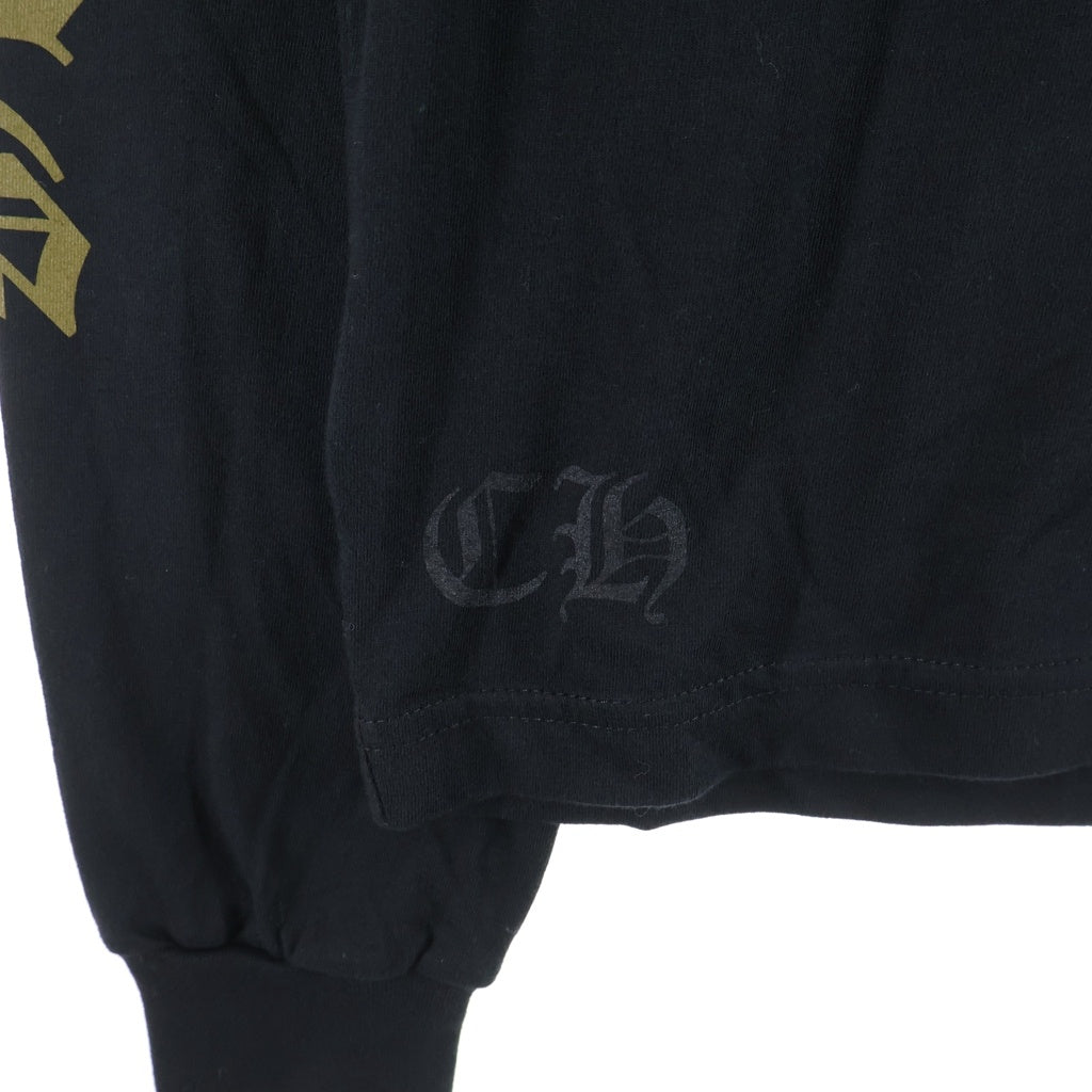CHROME HEARTS(クロムハーツ) ネックロゴ ロングスリーブカットソー 長袖Tシャツ ブラック×ブラウン #S レディース
