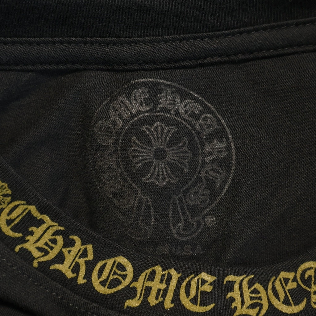 CHROME HEARTS(クロムハーツ) ネックロゴ ロングスリーブカットソー 長袖Tシャツ ブラック×ブラウン #S レディース