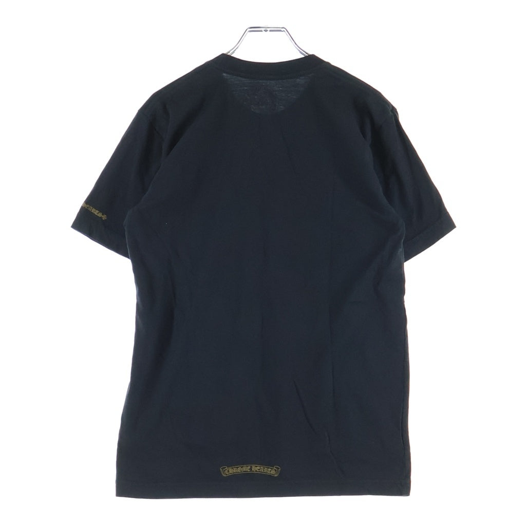 CHROME HEARTS(クロムハーツ) ネックロゴプリント チェストポケット クルーネック半袖Tシャツ カットソー ブラック #S レディース