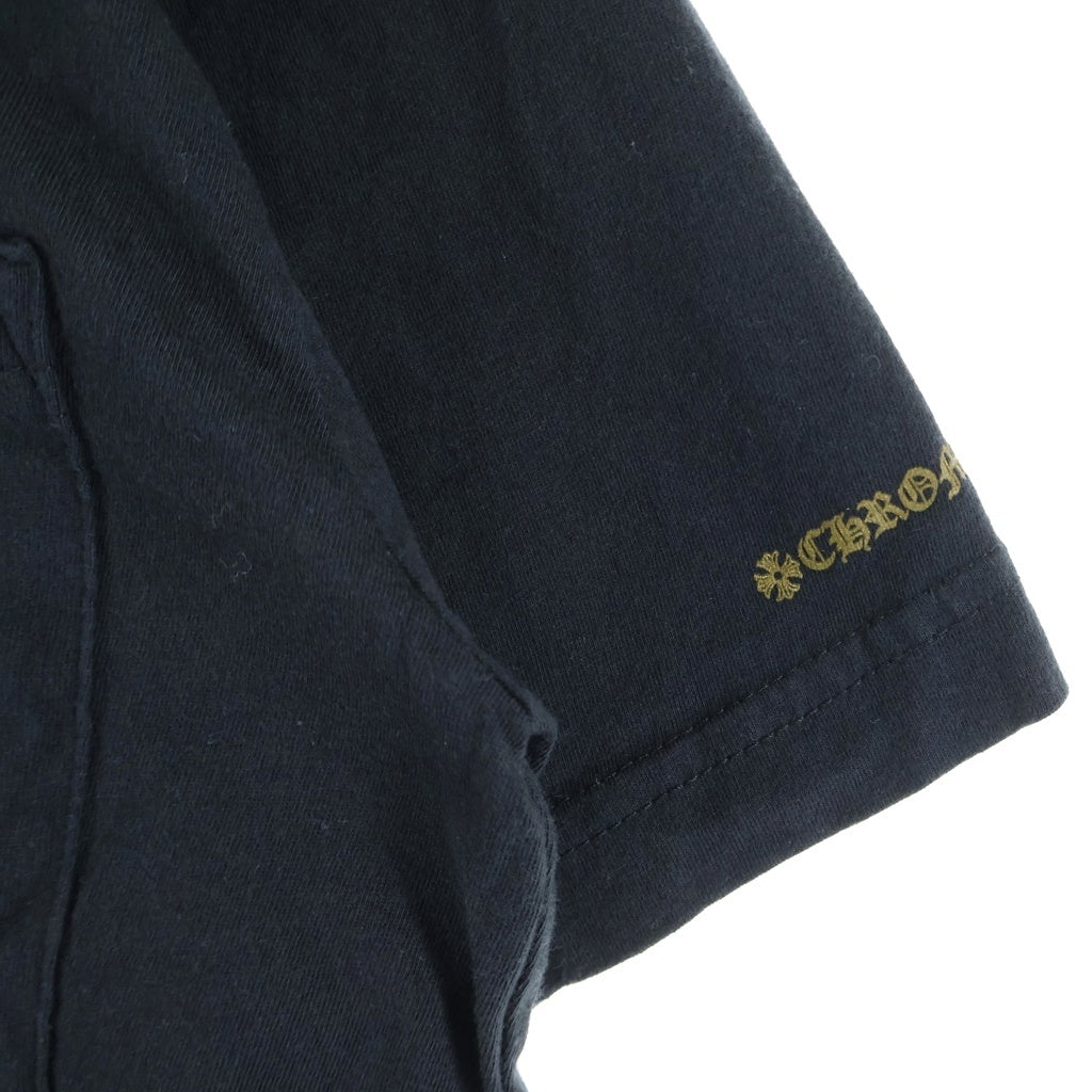 CHROME HEARTS(クロムハーツ) ネックロゴプリント チェストポケット クルーネック半袖Tシャツ カットソー ブラック #S レディース