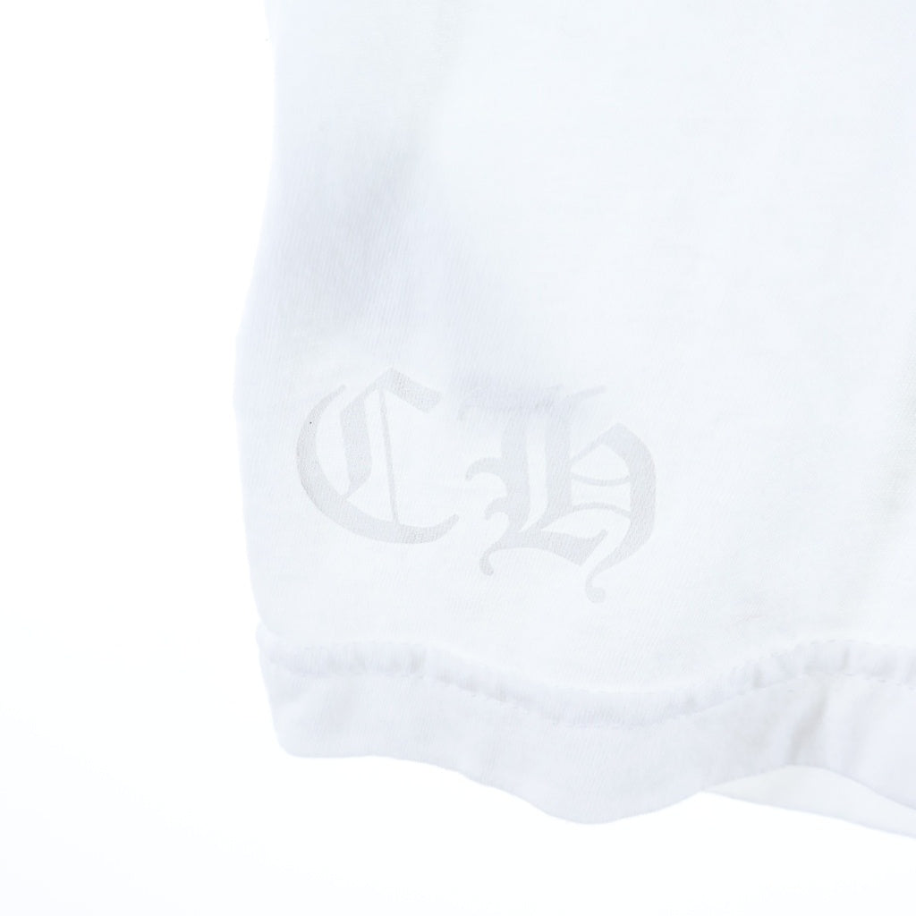 CHROME HEARTS(クロムハーツ) ホースシュー ロゴ ポケット Tシャツ カットソー ホワイト×ネオンイエロー #S レディース