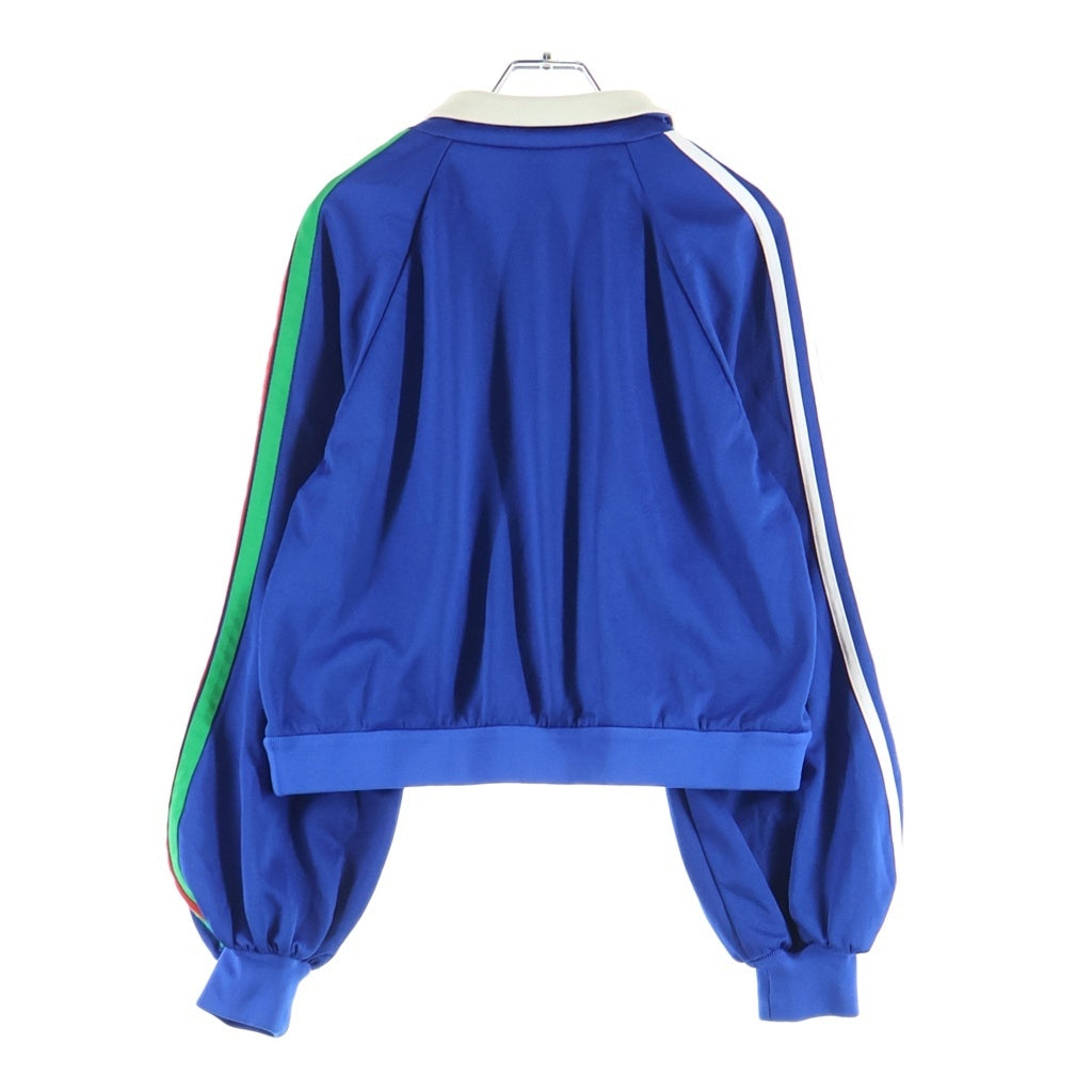 GUCCI(グッチ) トレフォイル ロゴ クロップド ジャケット ウェブ ストライプ ショート トラックジャケット ブルー #L 693406 XJEGU レディース