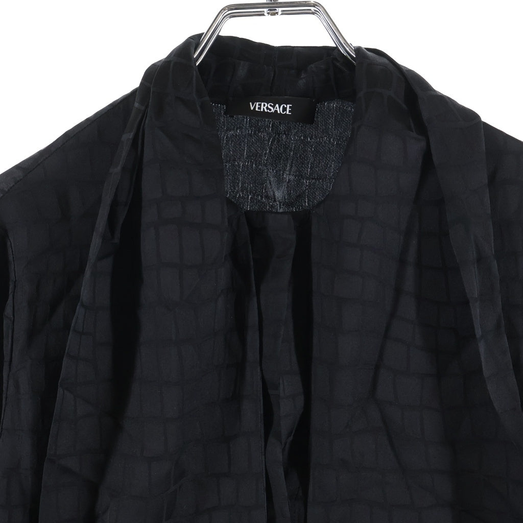 VERSACE(ヴェルサーチ) クロコ デヴォレ 長袖シャツ ブラック #36 1019234 レディース