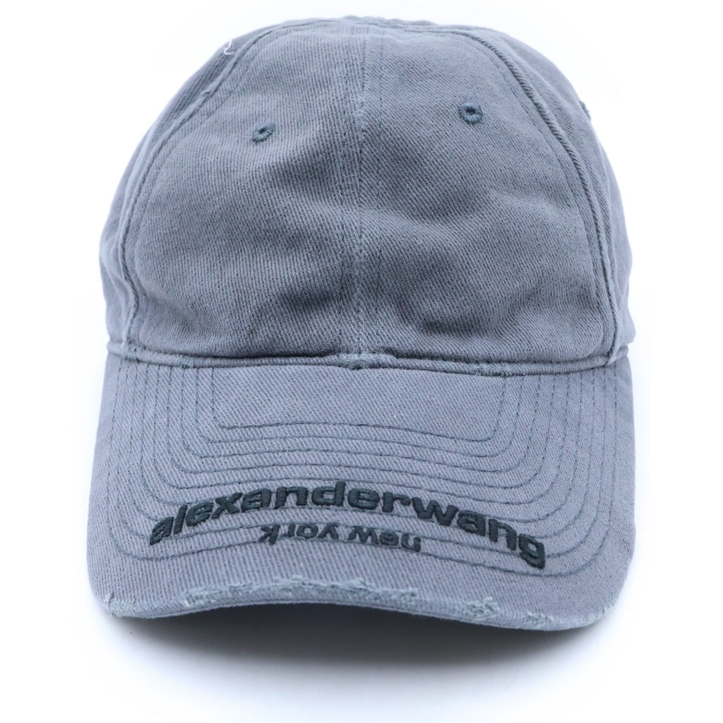 ALEXANDER WANG(アレキサンダーワン) ロゴ刺繍ダメージキャップ グレー #OS UWC1259022