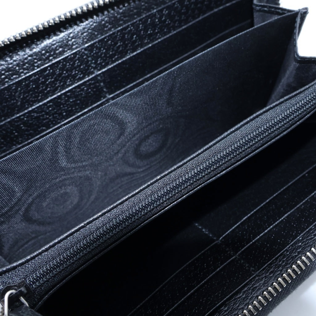 GUCCI(グッチ) ロゴ レトロスペクティブ ラウンドファスナー長財布 ブラック レザー 644102