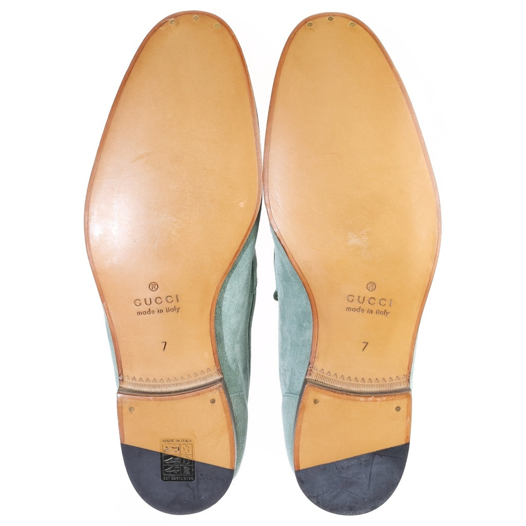 GUCCI(グッチ) ホースビット スエードローファー グリーン スウェード