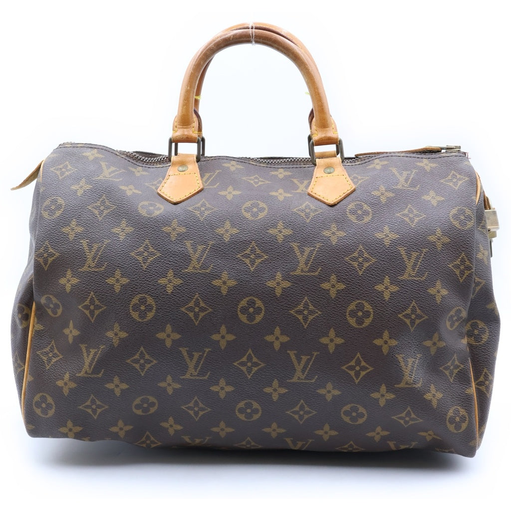 LOUIS VUITTON(ルイヴィトン) モノグラム スピーディー35 ハンドバッグ ボストンバッグ ブラウン レザー×PVC M41524 ゴールド金具 レディース