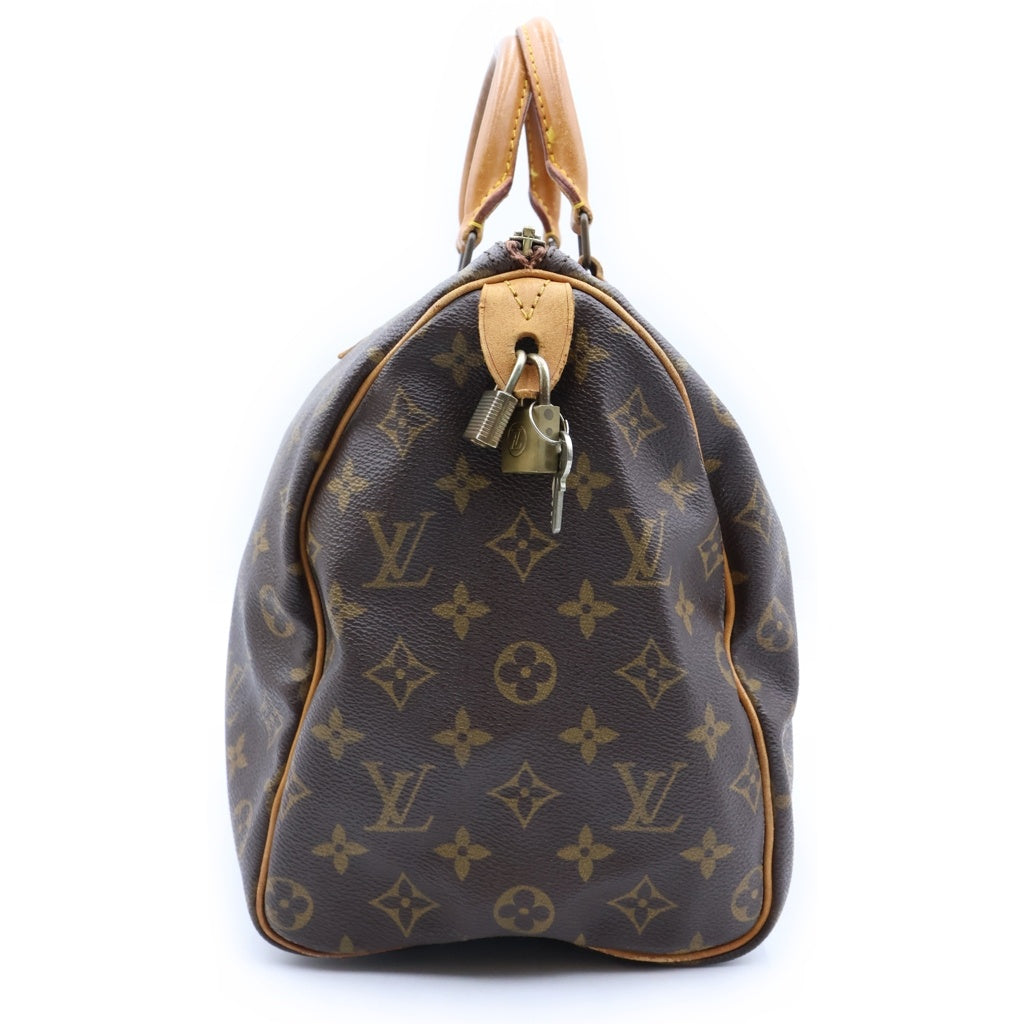 LOUIS VUITTON(ルイヴィトン) モノグラム スピーディー35 ハンドバッグ ボストンバッグ ブラウン レザー×PVC M41524 ゴールド金具 レディース