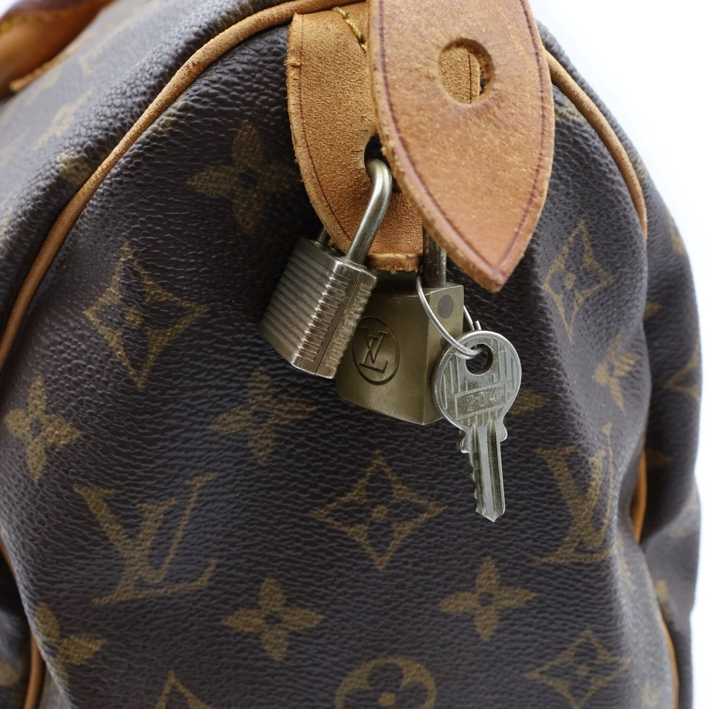 LOUIS VUITTON(ルイヴィトン) モノグラム スピーディー35 ハンドバッグ ボストンバッグ ブラウン レザー×PVC M41524 ゴールド金具 レディース