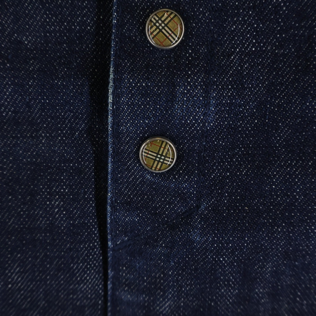 BURBERRY(バーバリー) フロントノバチェックボタン デニムひざ丈スカート インディゴブルー #36 レディース