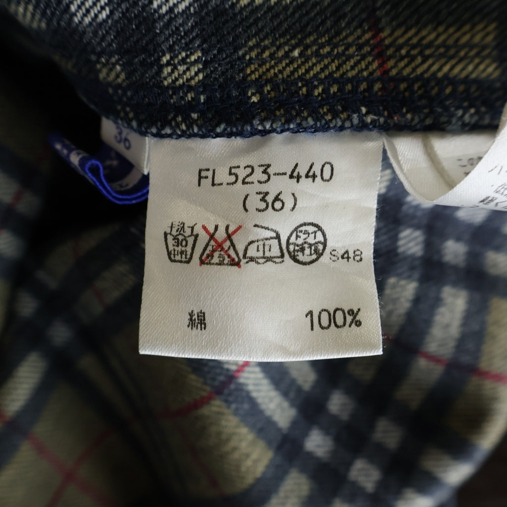 BURBERRY(バーバリー) フロントノバチェックボタン デニムひざ丈スカート インディゴブルー #36 レディース
