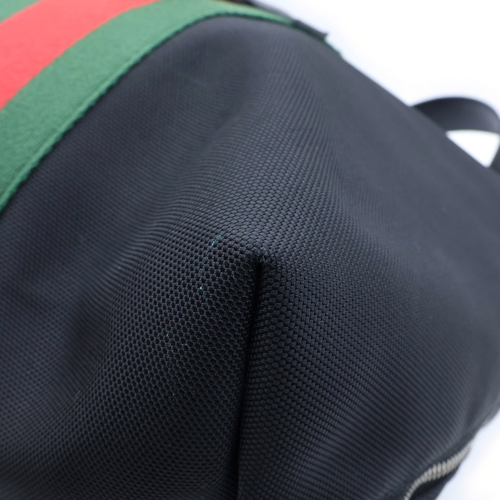 GUCCI(グッチ) シェリーライン バックパック リュックサック ブラック キャンバス×レザー 337075 シルバー金具
