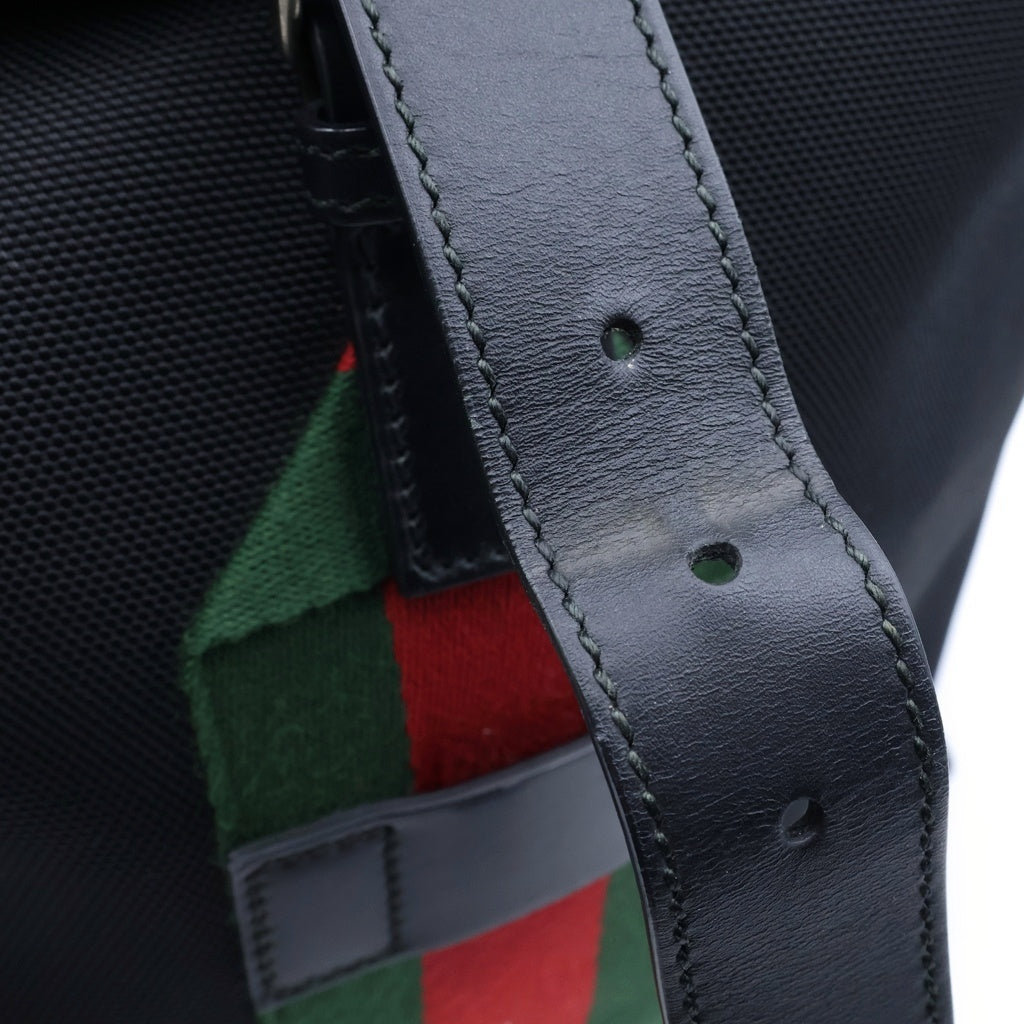 GUCCI(グッチ) シェリーライン バックパック リュックサック ブラック キャンバス×レザー 337075 シルバー金具