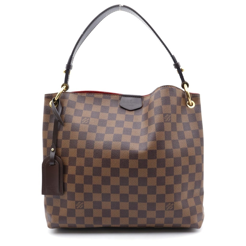 LOUIS VUITTON(ルイヴィトン) ダミエ グレースフルPM ワンショルダーバッグ ブラウン レザー×PVC N44044 ゴールド金具 レディース