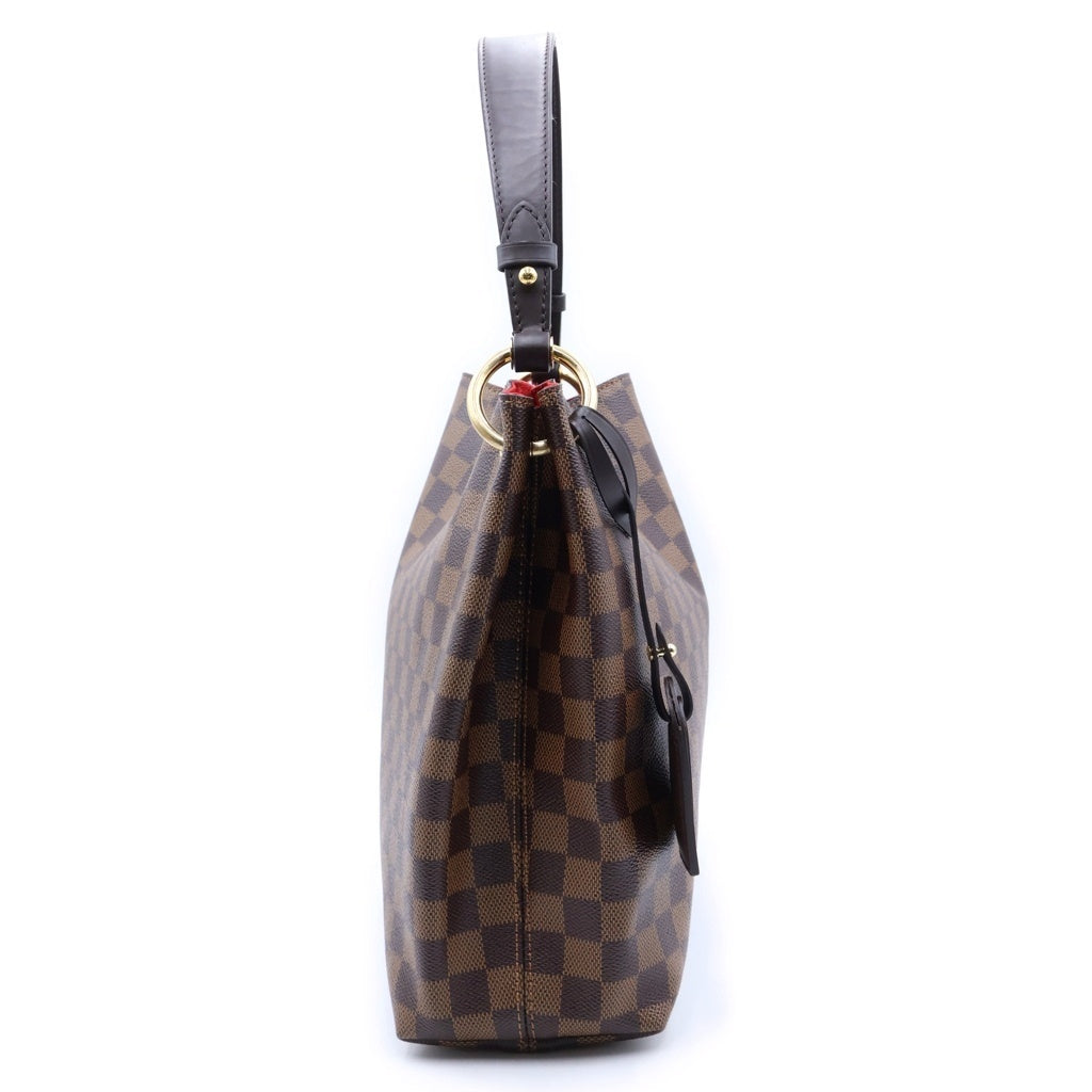LOUIS VUITTON(ルイヴィトン) ダミエ グレースフルPM ワンショルダーバッグ ブラウン レザー×PVC N44044 ゴールド金具 レディース