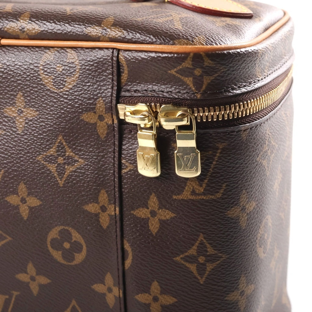 LOUIS VUITTON(ルイヴィトン) モノグラム ニースBB ハンドバッグ バニティ バッグ 収納 メイクポーチ ブラウン レザー×PVC M42265 ゴールド金具 レディース