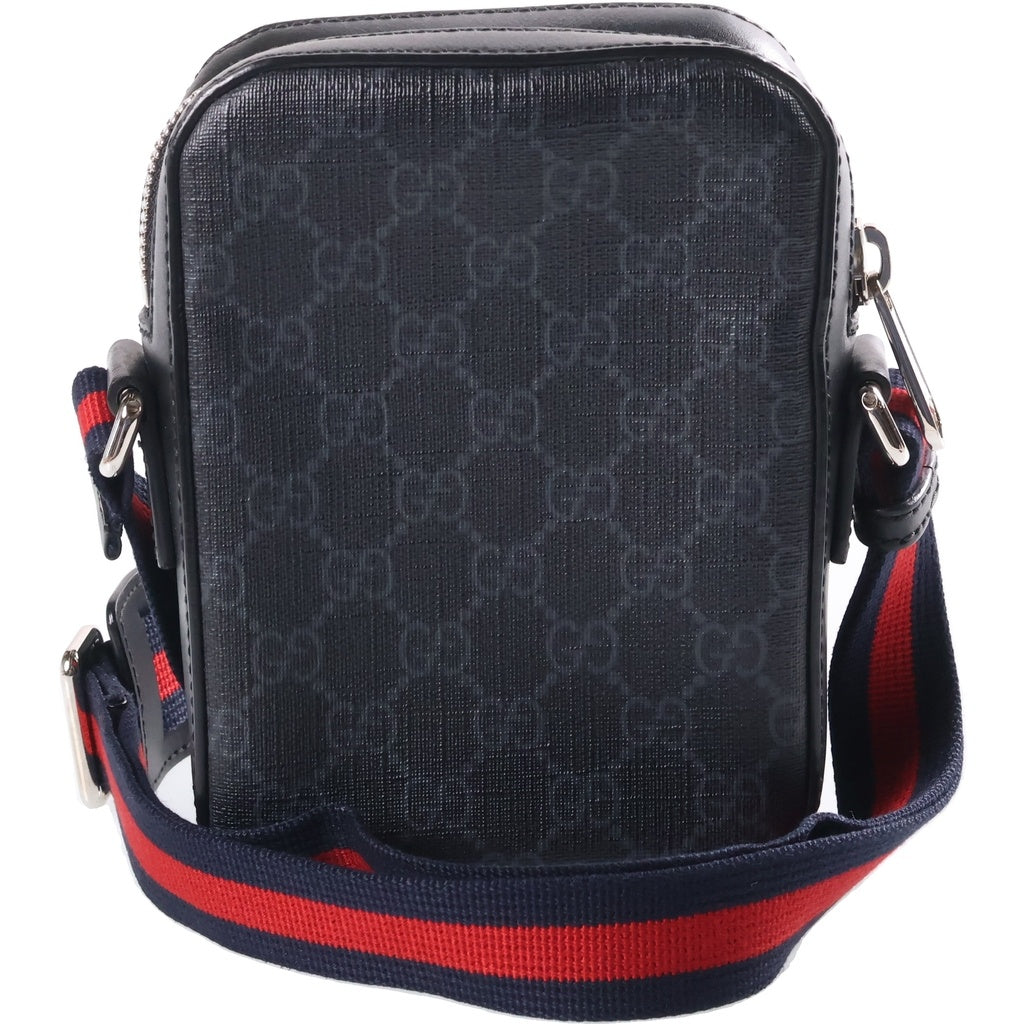 GUCCI(グッチ) GGスプリーム ショルダーバッグ ミニバッグ ブラック レザー×PVC 598103 シルバー金具 レディース