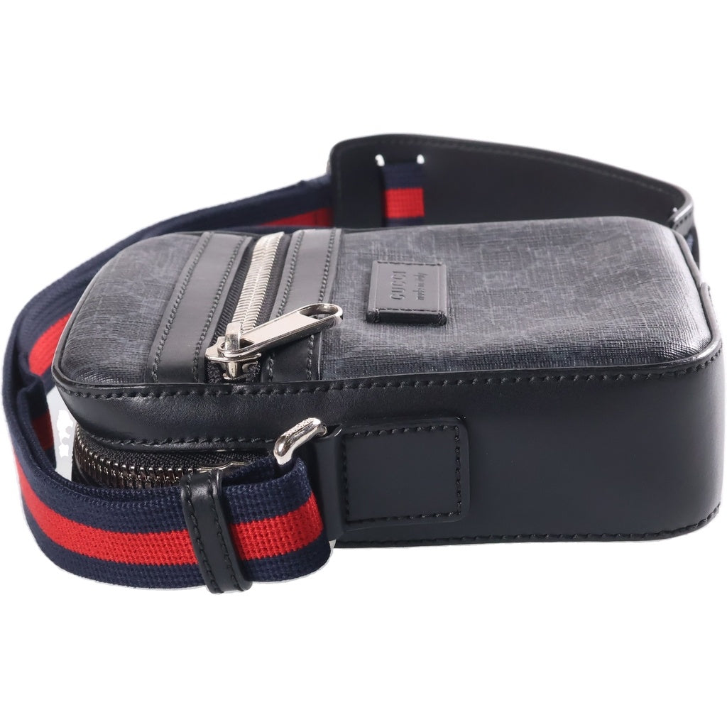 GUCCI(グッチ) GGスプリーム ショルダーバッグ ミニバッグ ブラック レザー×PVC 598103 シルバー金具 レディース