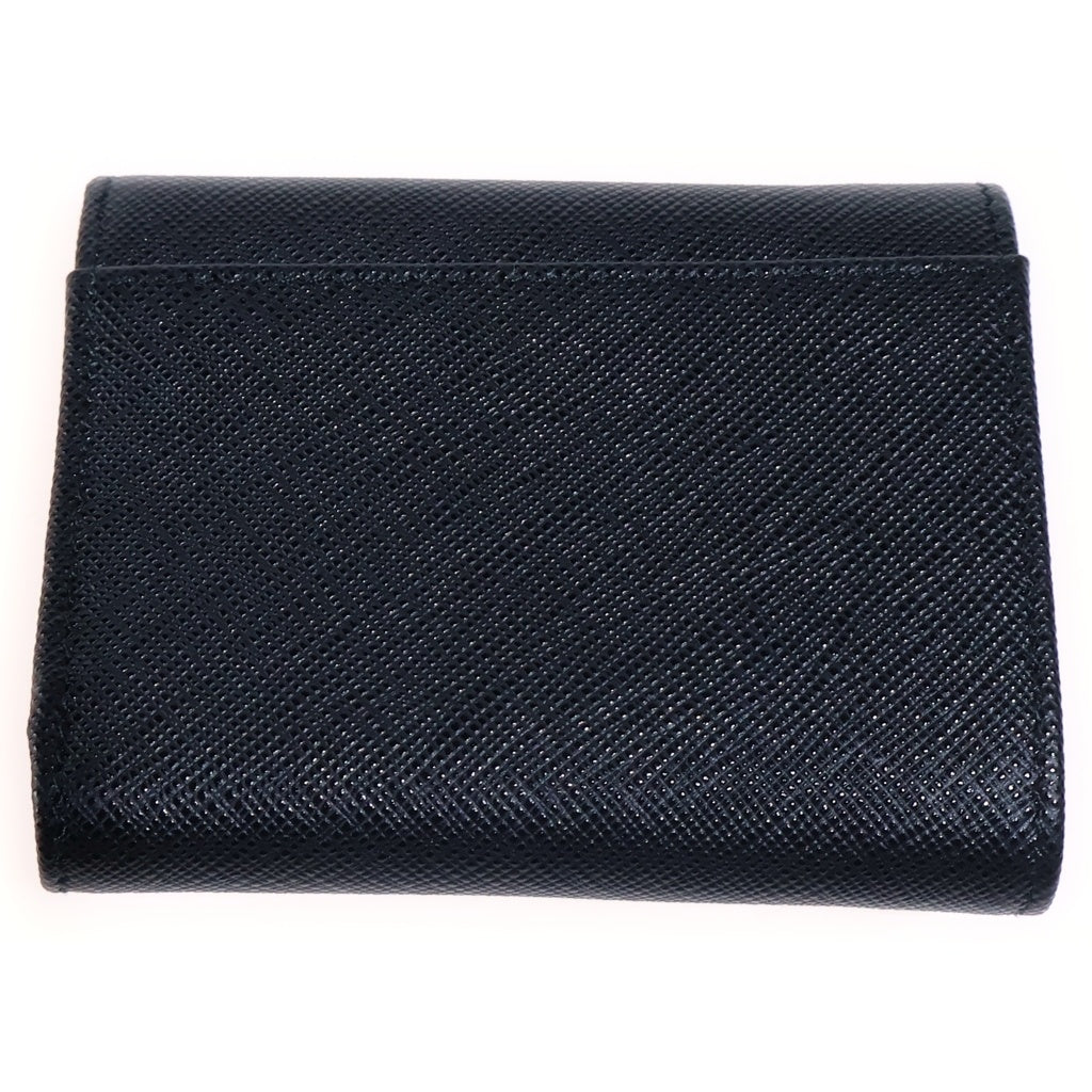 PRADA(プラダ) サフィアーノ コンパクトウォレット 三つ折り財布 コインケース ブラック レザー 1MH043 ゴールド金具
