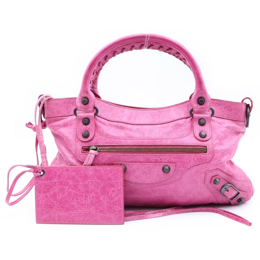 BALENCIAGA(バレンシアガ) ザ ファースト シティ レザー 2WAY ハンド ワンショルダーバッグ ピンク ブロンズ金具 103208 レディース