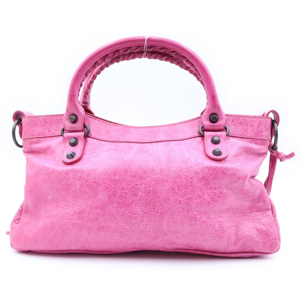 BALENCIAGA(バレンシアガ) ザ ファースト シティ レザー 2WAY ハンド ワンショルダーバッグ ピンク ブロンズ金具 103208 レディース
