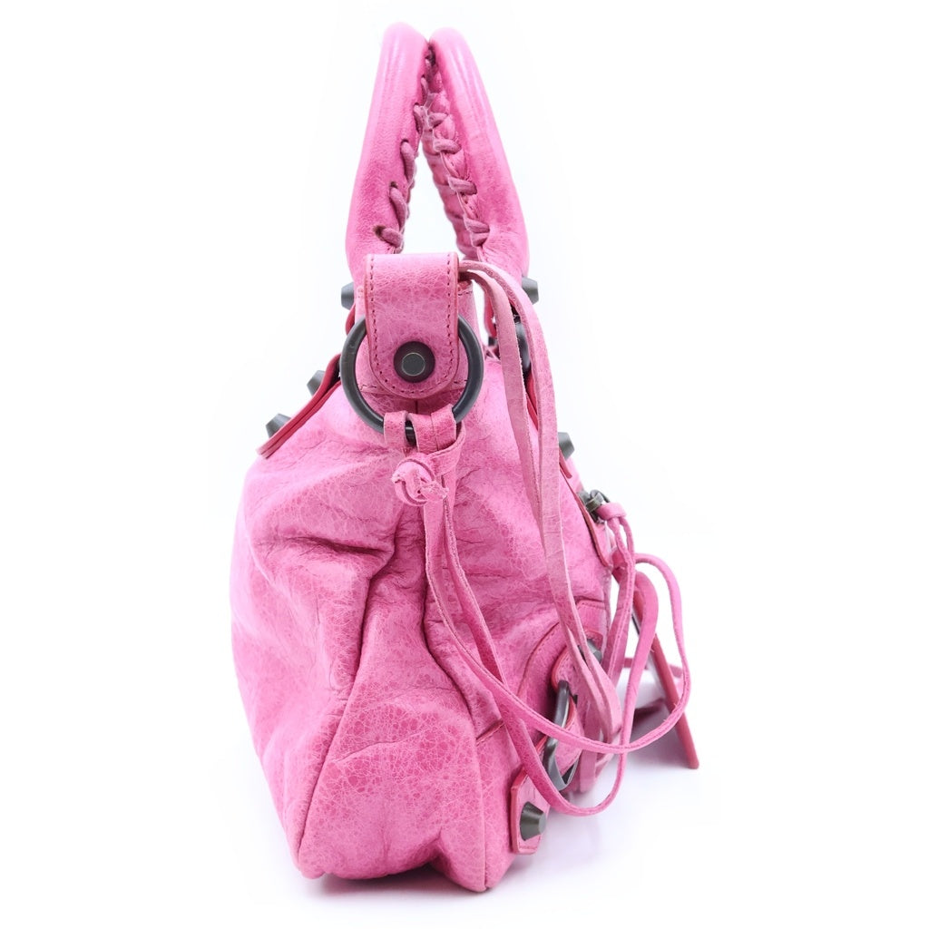 BALENCIAGA(バレンシアガ) ザ ファースト シティ レザー 2WAY ハンド ワンショルダーバッグ ピンク ブロンズ金具 103208 レディース