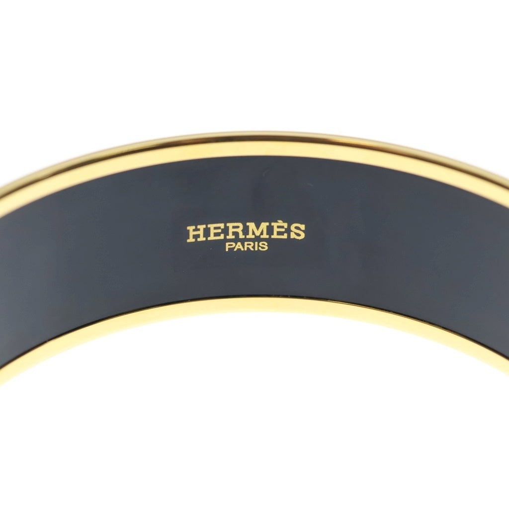 HERMES(エルメス) エマイユGM バングル ブレスレットブラック×ゴールド メタル レディース