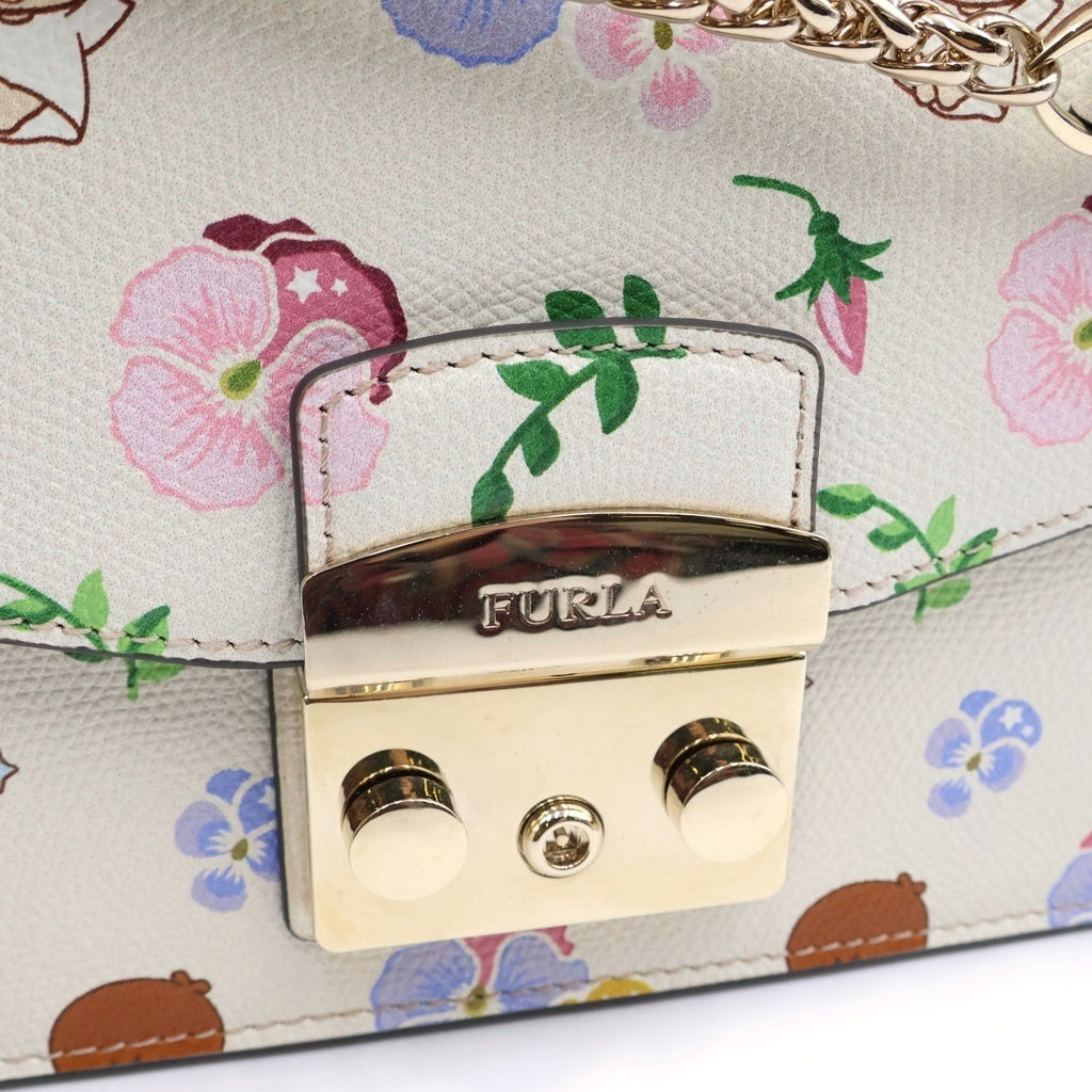 FURLA(フルラ) ×リトルツインスターズ キキララ メトロポリス 総柄プリント レザー チェーンショルダーバッグ アイボリー BFN8 ALT 1062551 レディース
