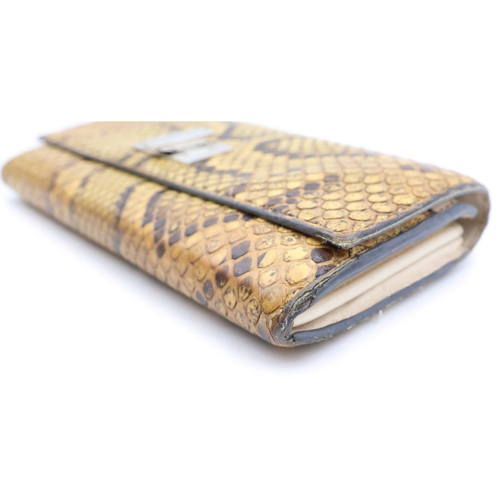 FENDI(フェンディ) ピーカブー ターンロック パイソンレザー ロングウォレット 長財布 シルバー金具 ベージュ 8M0377 レディース