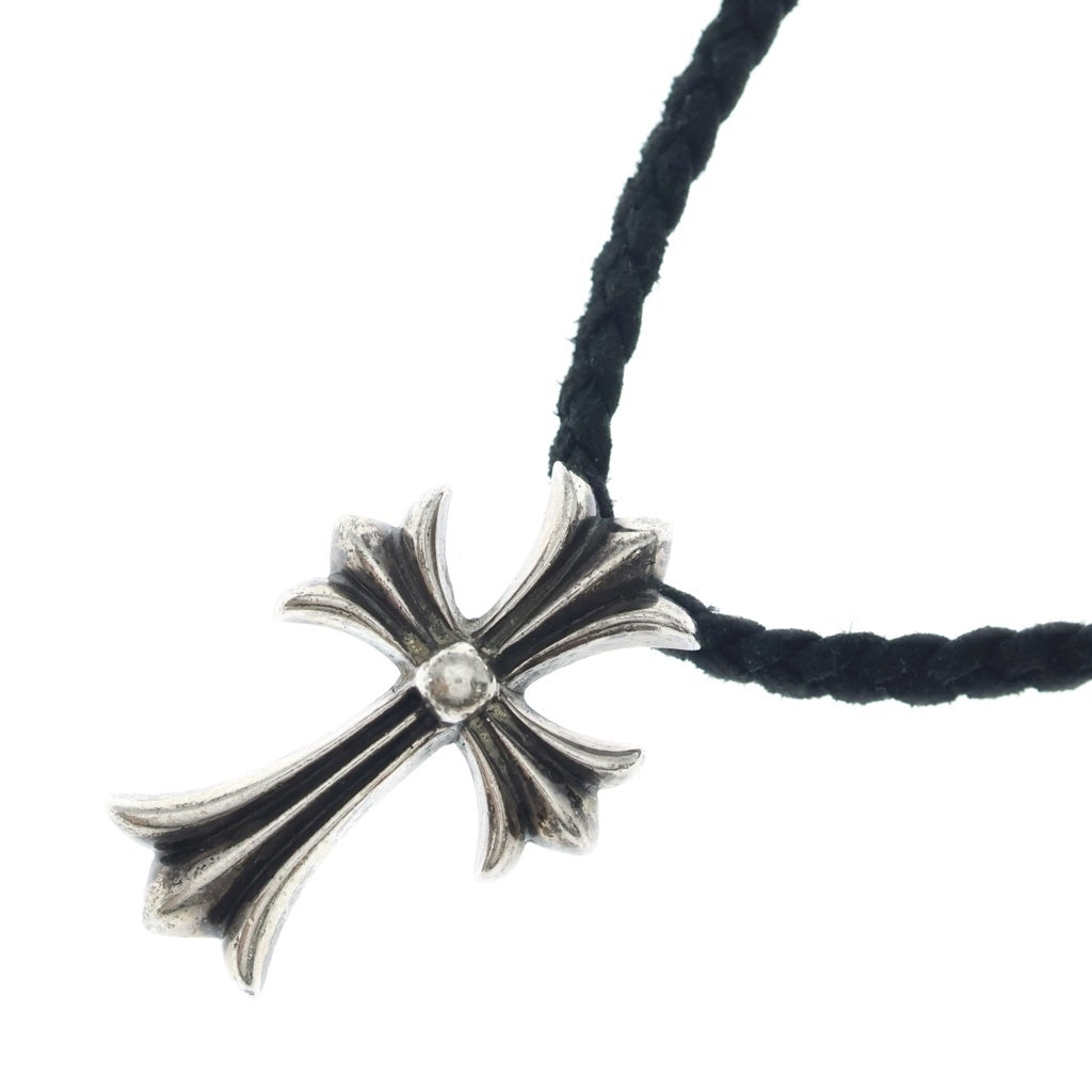 CHROME HEARTS(クロムハーツ) CH CRS SML CL スモールCHクロス レザーブレイド ネックレス SV925 シルバー/ブラック BCA217