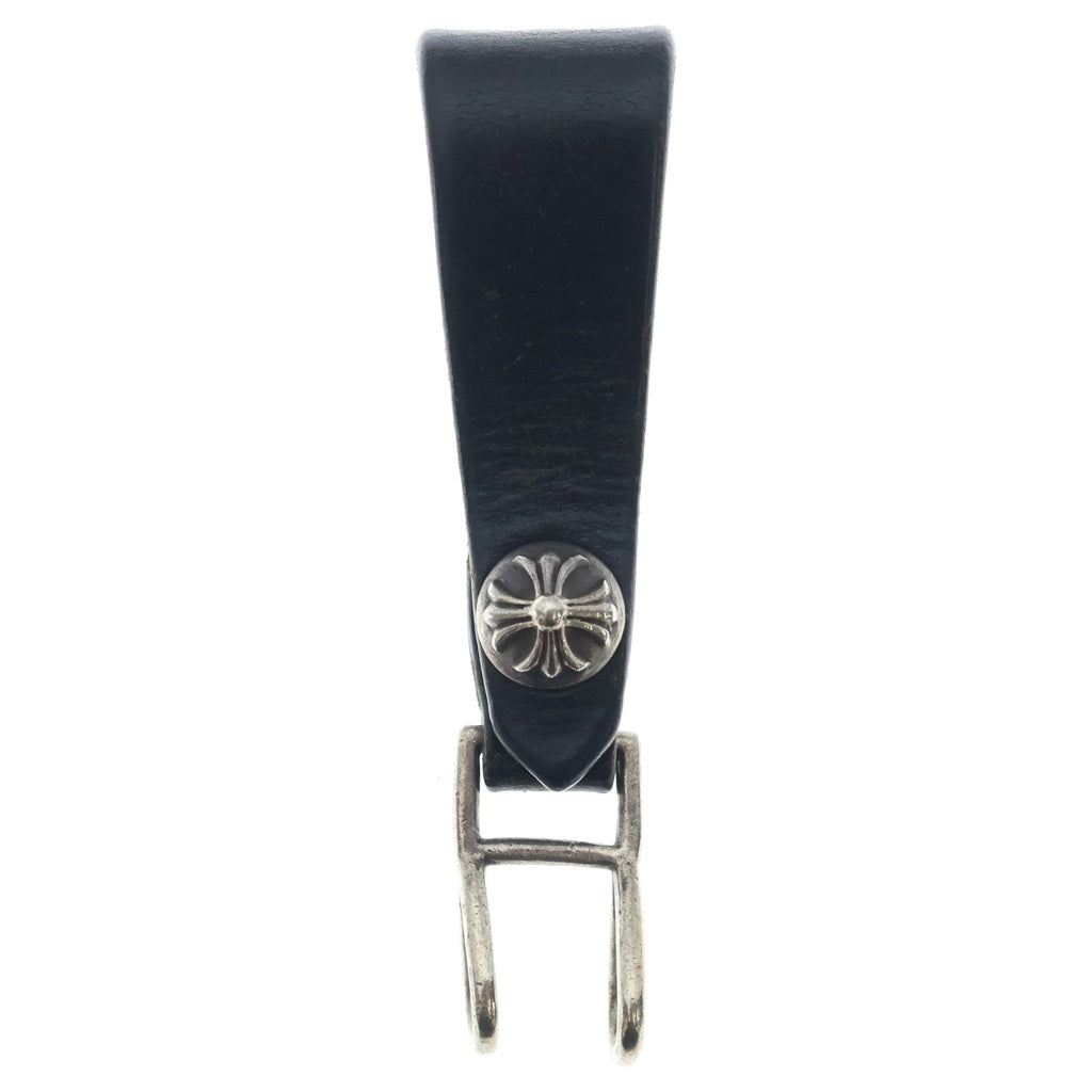 CHROME HEARTS(クロムハーツ) BELT LOOP クロスボールボタンレザーベルトループ シルバー/ブラック BCA397