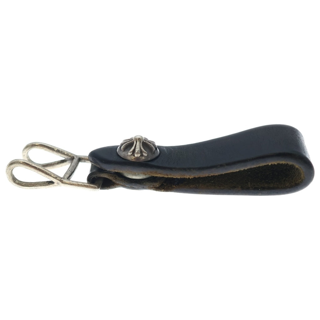 CHROME HEARTS(クロムハーツ) BELT LOOP クロスボールボタンレザーベルトループ シルバー/ブラック BCA397
