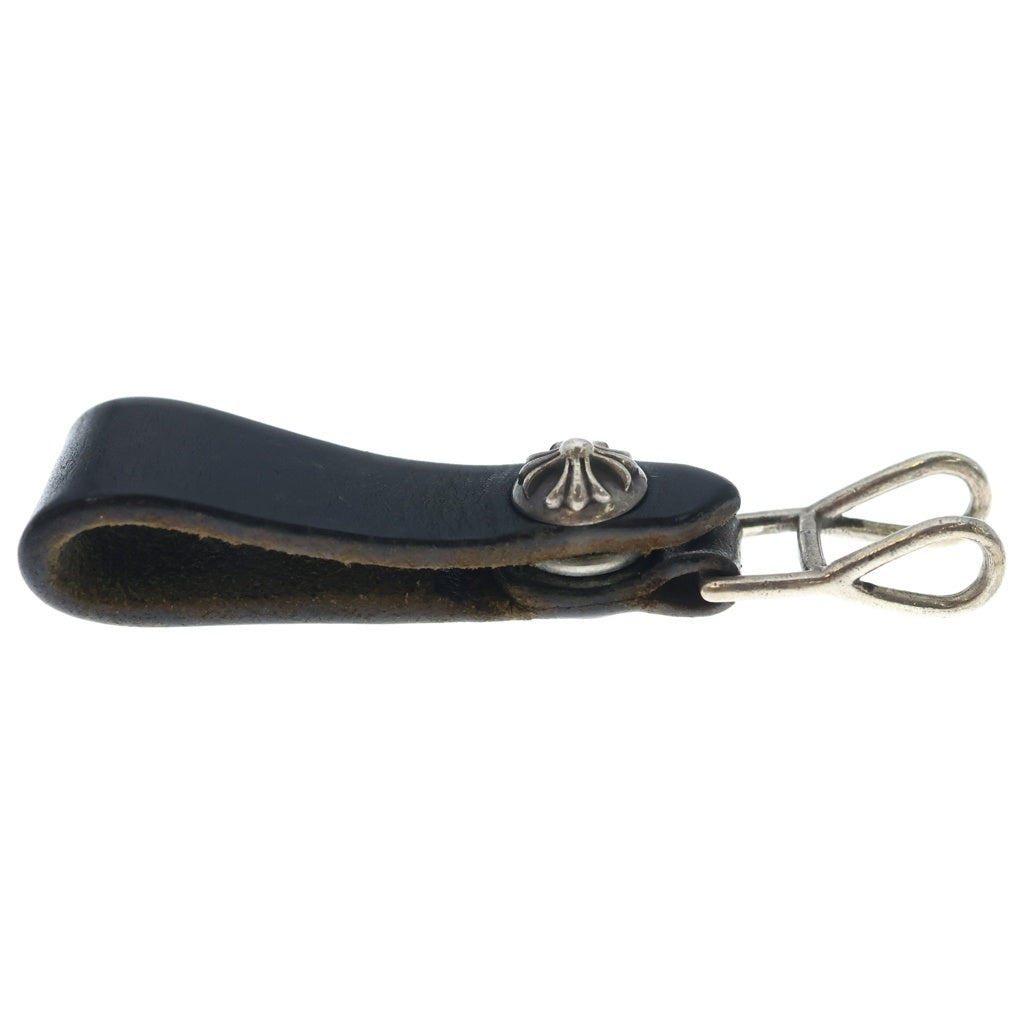 CHROME HEARTS(クロムハーツ) BELT LOOP クロスボールボタンレザーベルトループ シルバー/ブラック BCA397